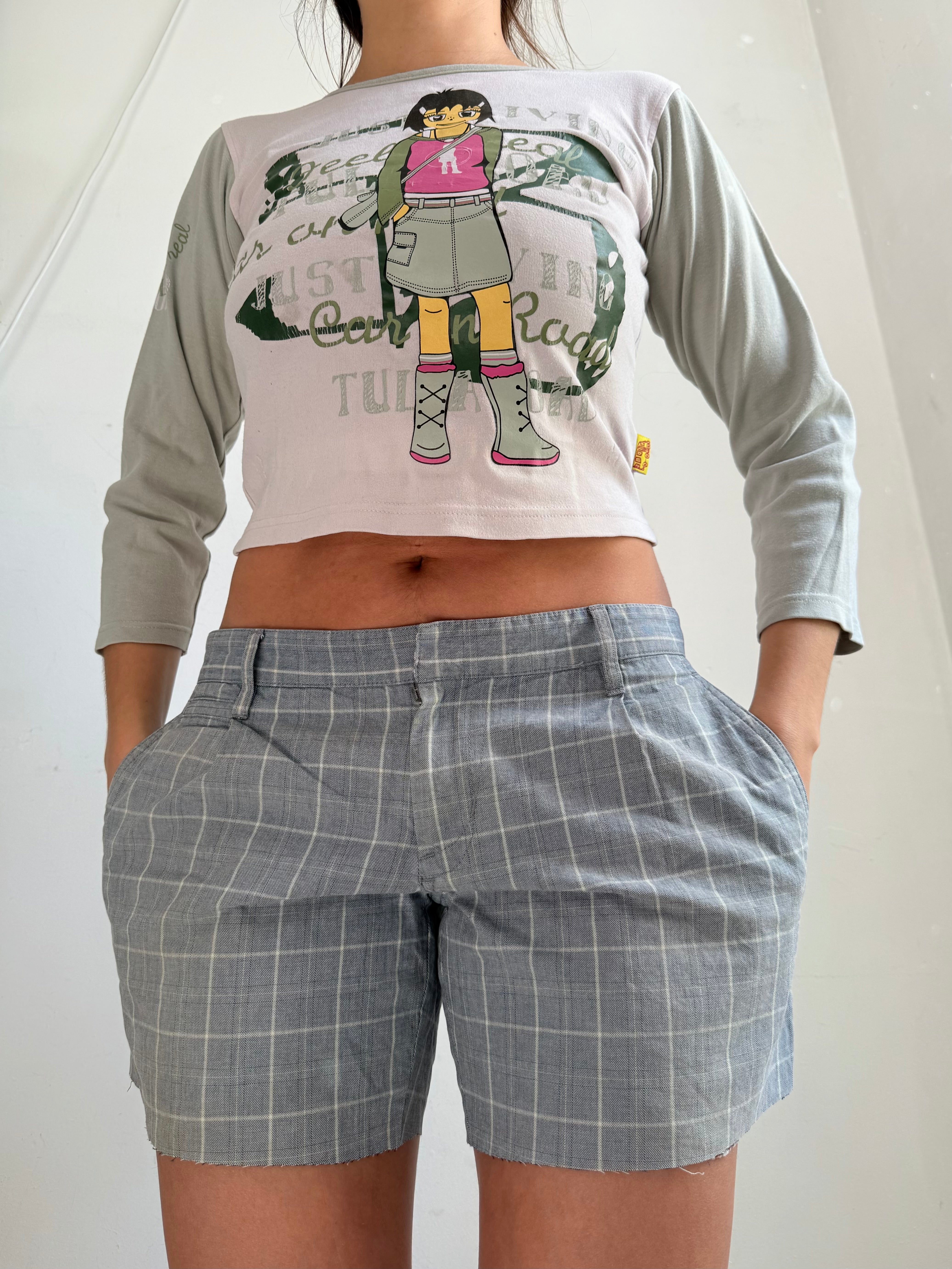 Grey check print low rise mini short (M/L)