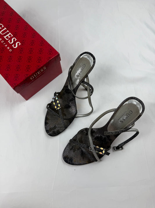 Silver rhinestones heels (38)