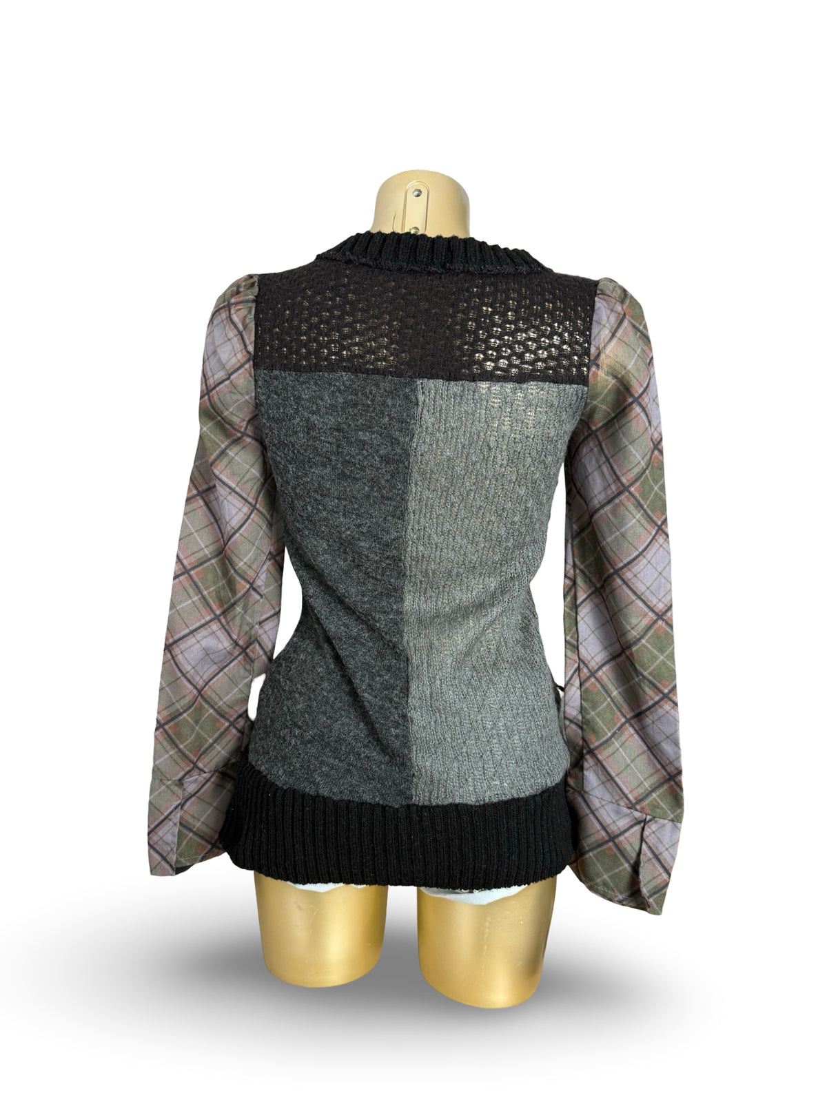 Black bi fabric mesh graphic jumper (M)
