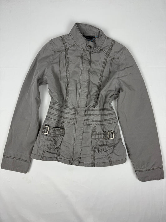 Khaki 100% cotton biker jacket (M)