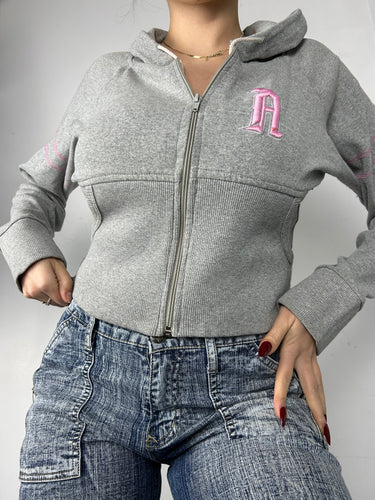 Grey elastic waist cotton hoodie (S/M)