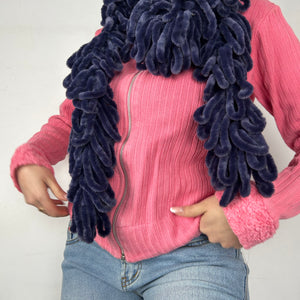 Navy fluffy scarf