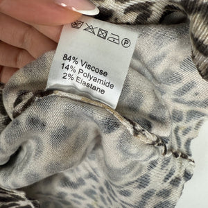 Beige panther print long sleeves knitted dress (S)