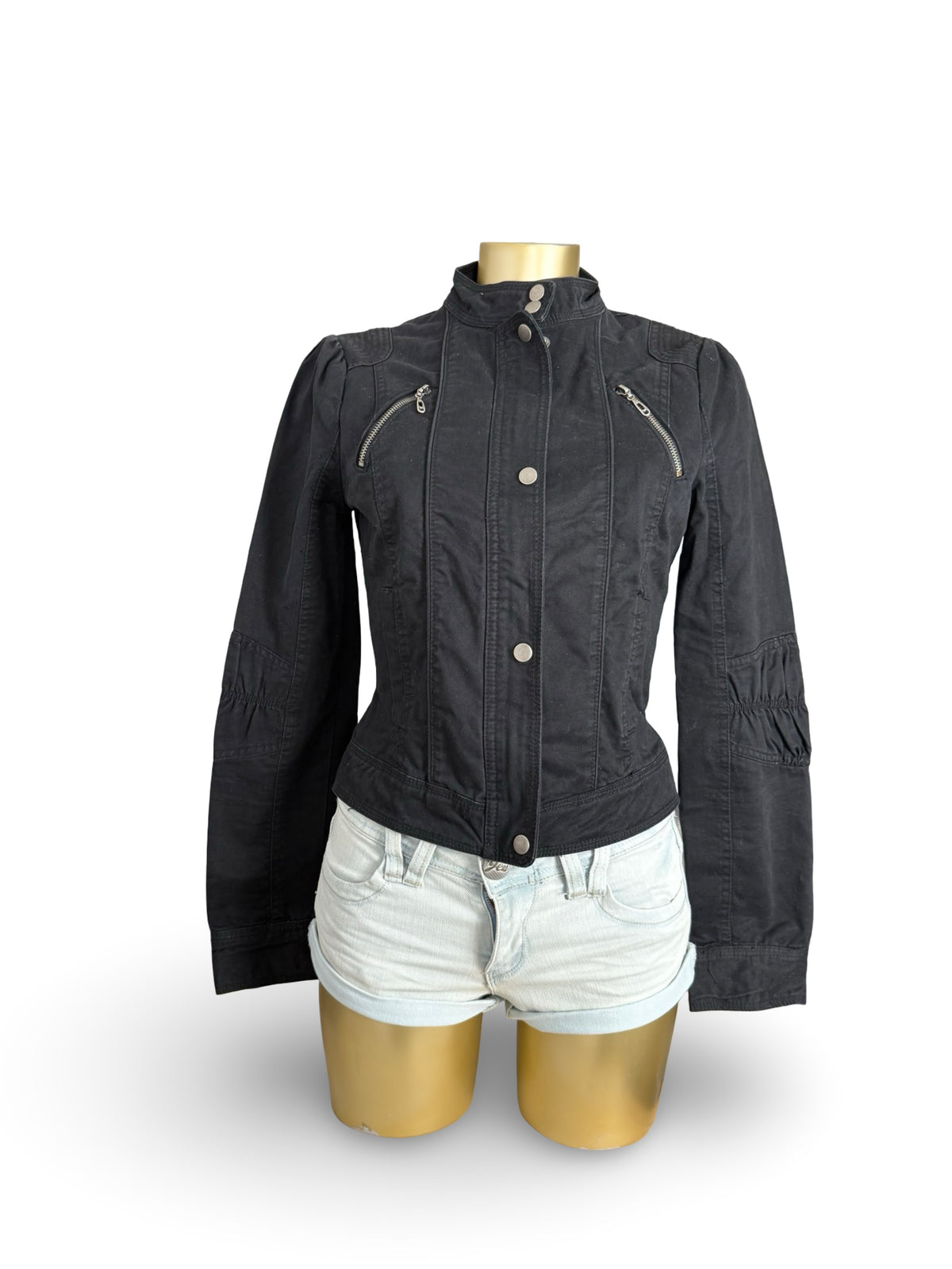 Blazer de bureau noir zippé (M)