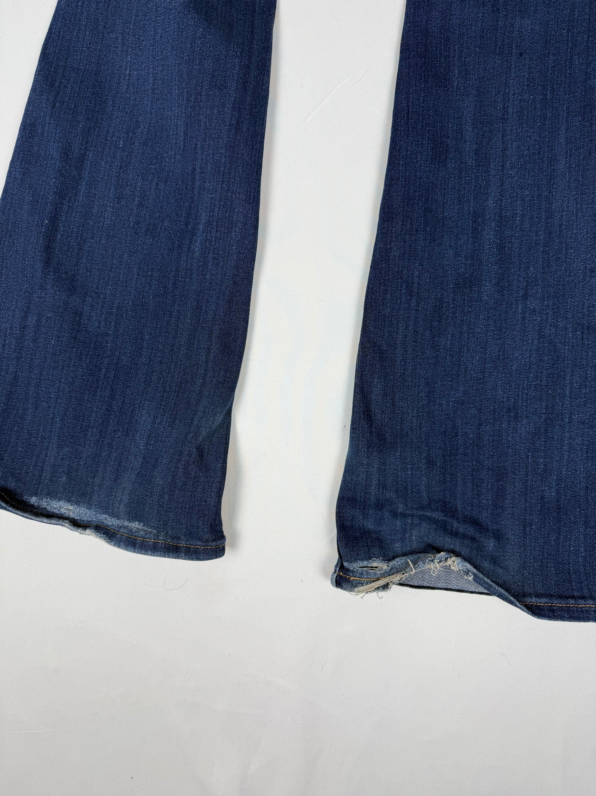 Navy denim high rise flare pants (S)