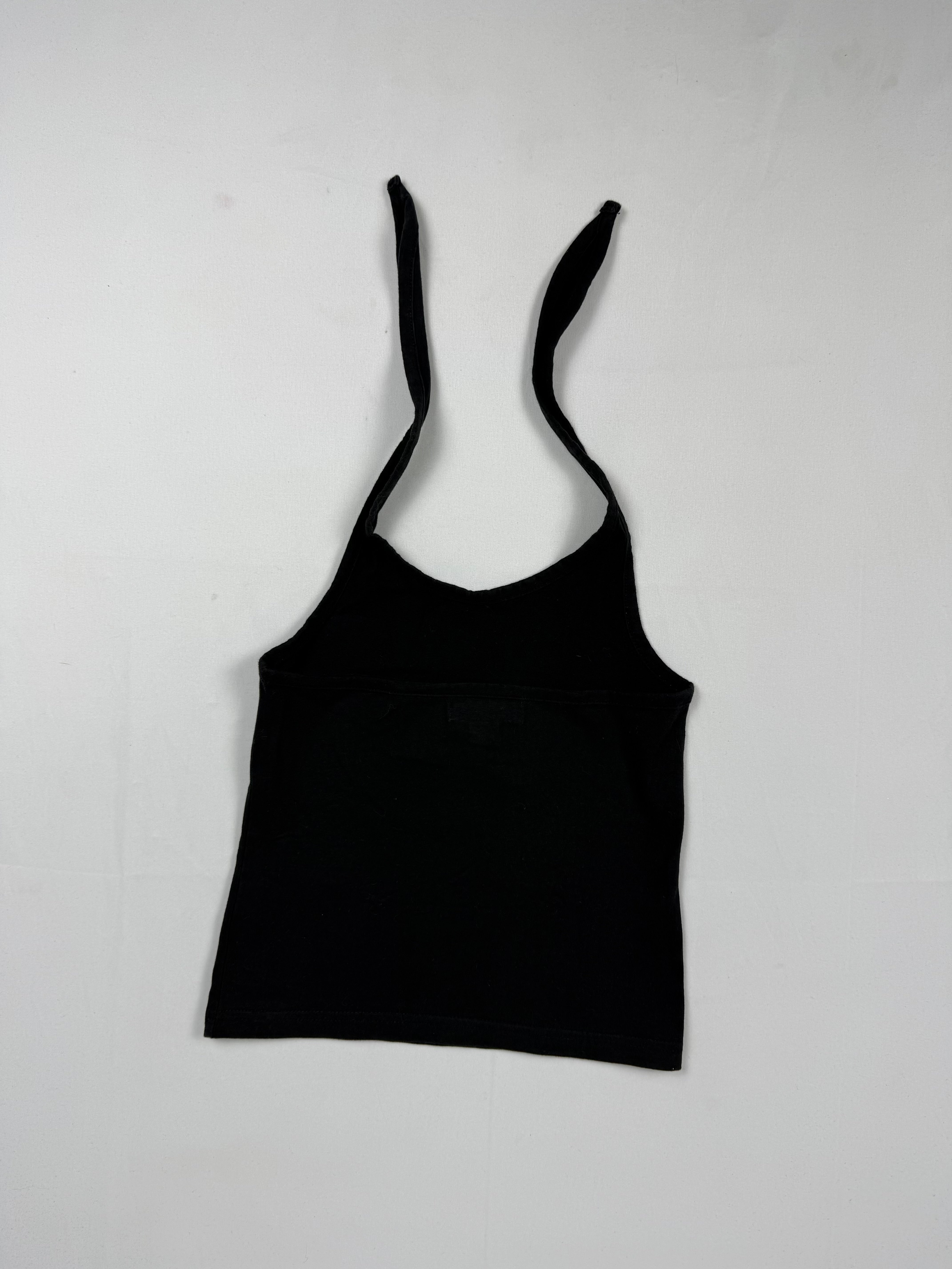 Black cotton tight fit halter top (XXS)