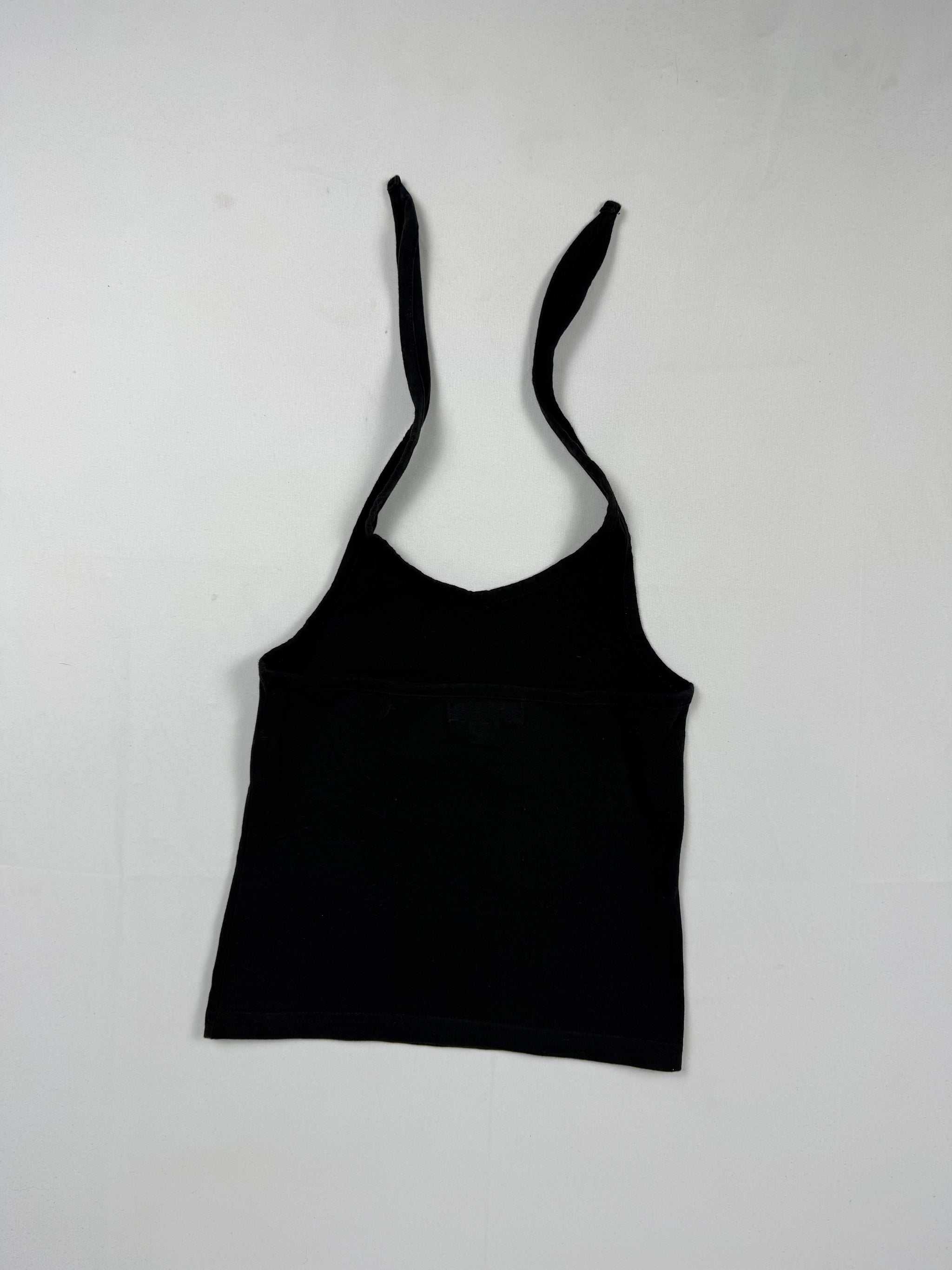Black cotton tight fit halter top (XXS)