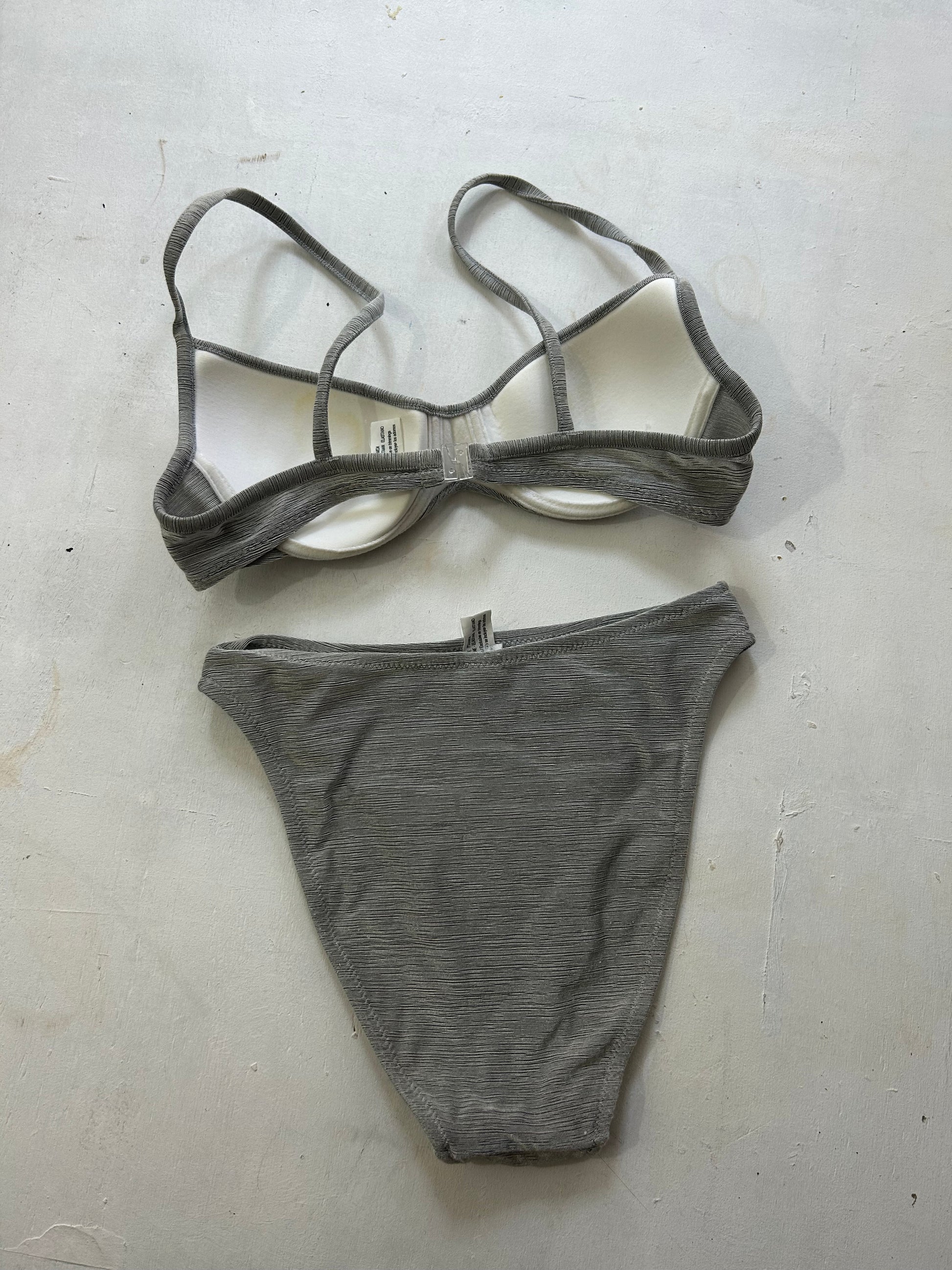 High waisted grey padded bikini set (S)