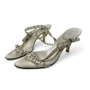 White real leather kitten heels (36.5)