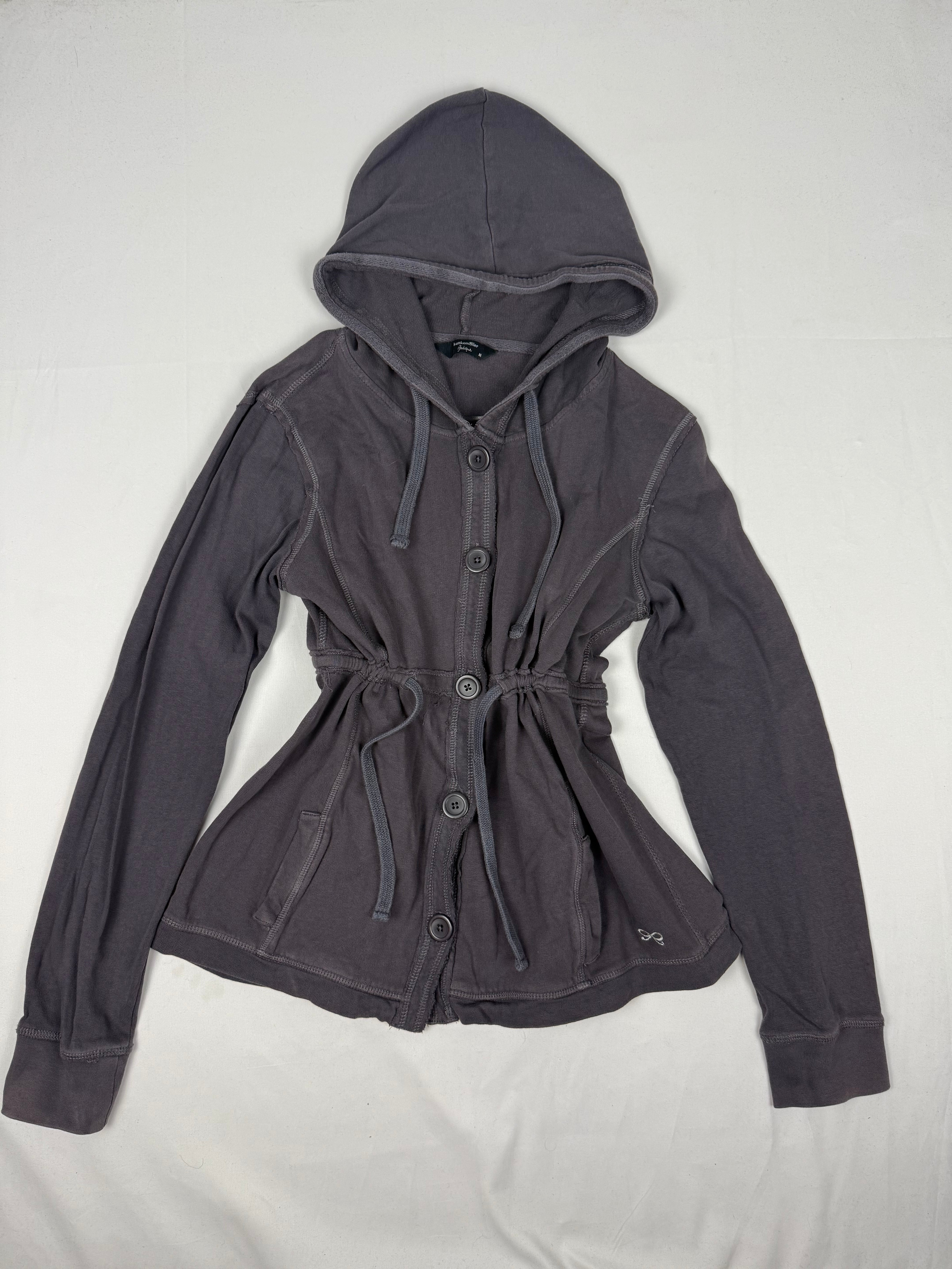 Grey 100% cotton cardigan hoodie (M)