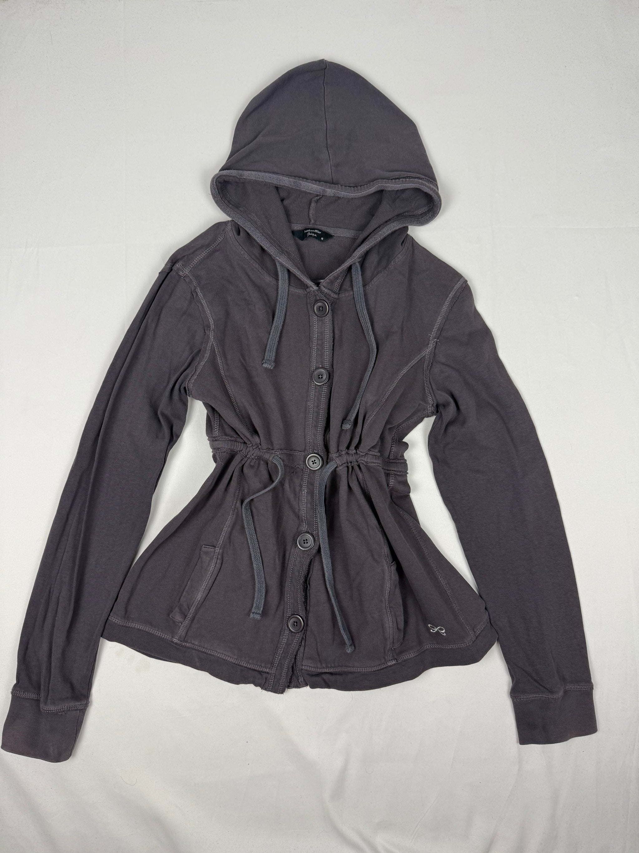 Grey 100% cotton cardigan hoodie (M)
