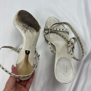 White real leather kitten heels (36.5)