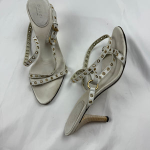 White real leather kitten heels (36.5)