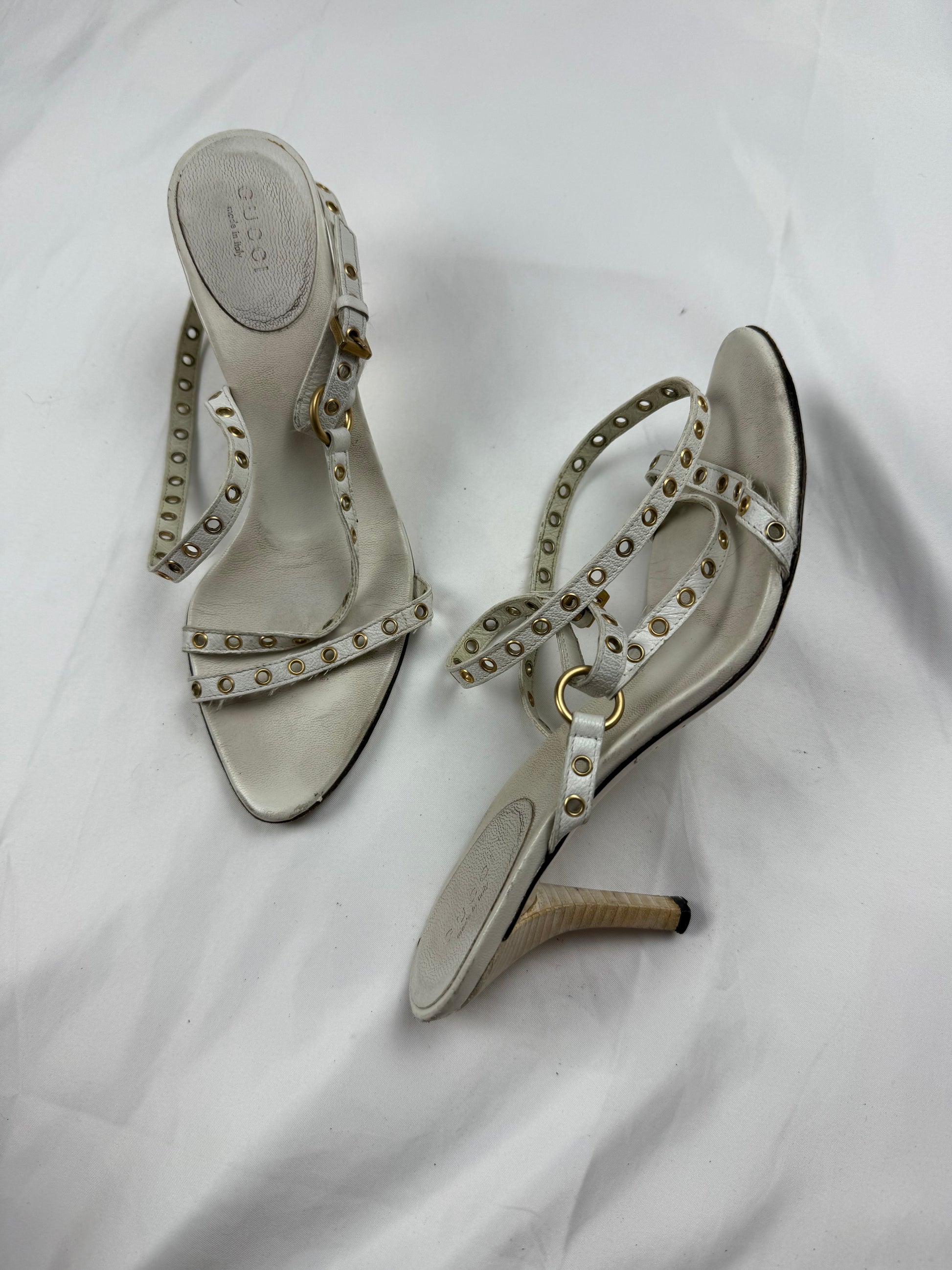 White real leather kitten heels (36.5)