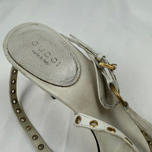 White real leather kitten heels (36.5)