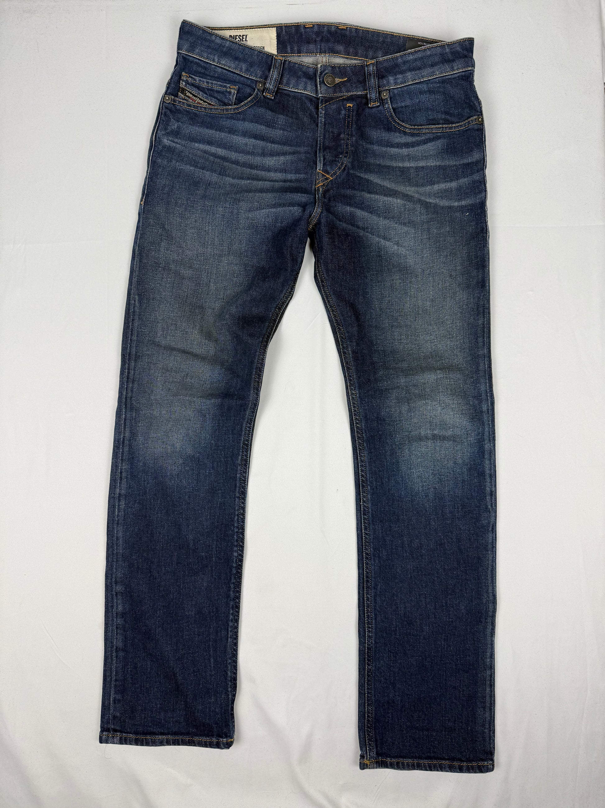 Navy denim low rise baggy pants (M)