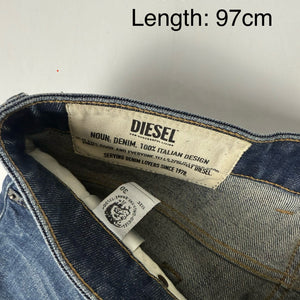 Navy denim low rise baggy pants (M)