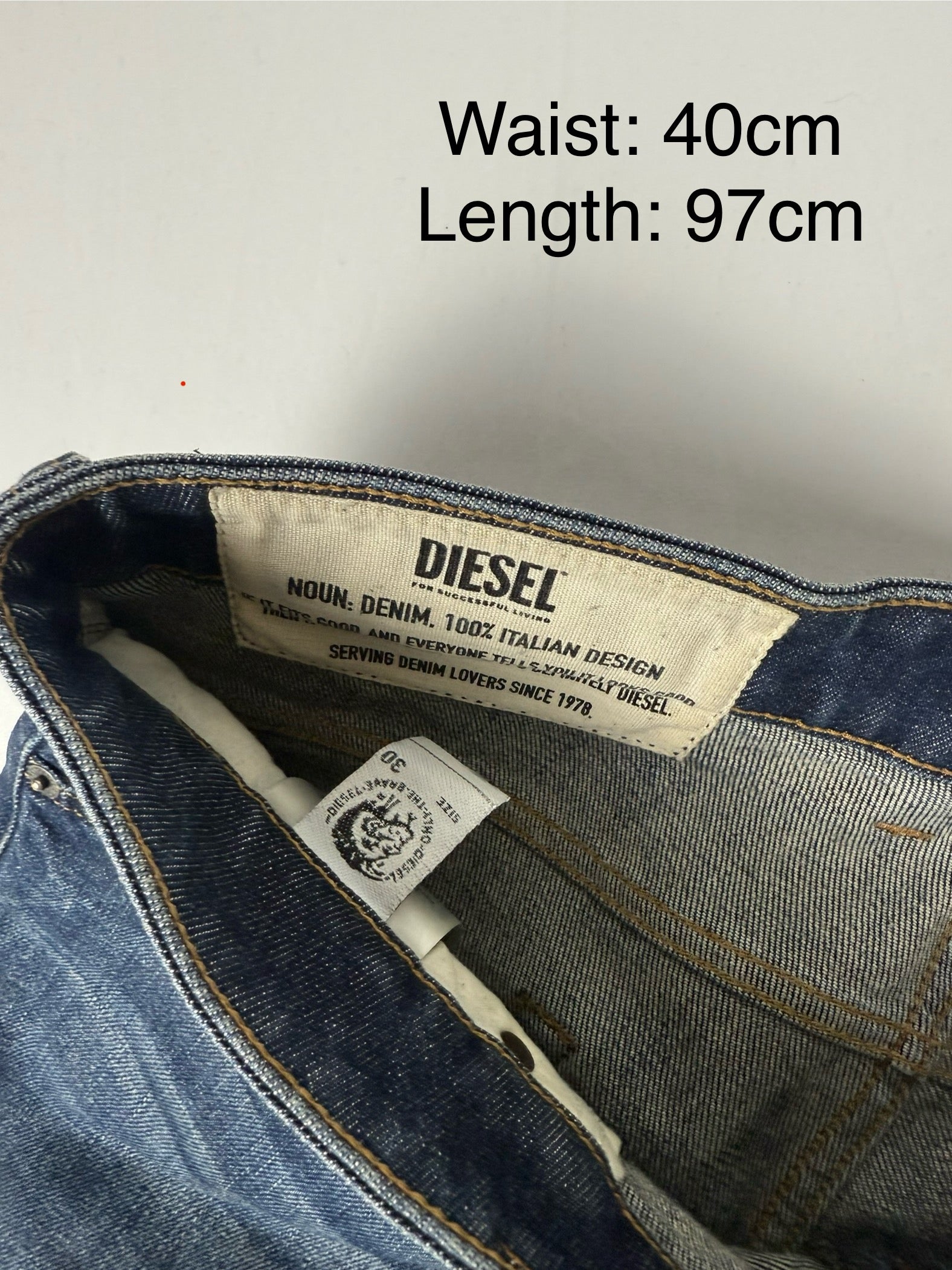 Navy denim low rise baggy pants (M)