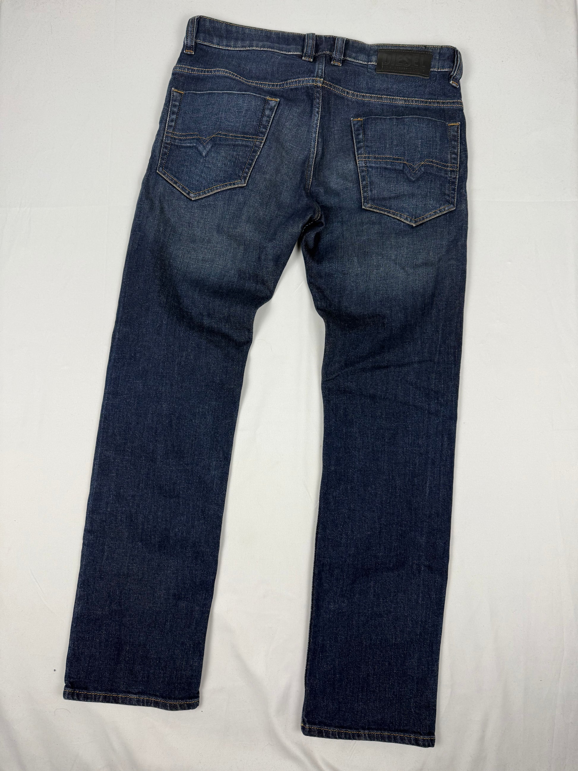 Navy denim low rise baggy pants (M)