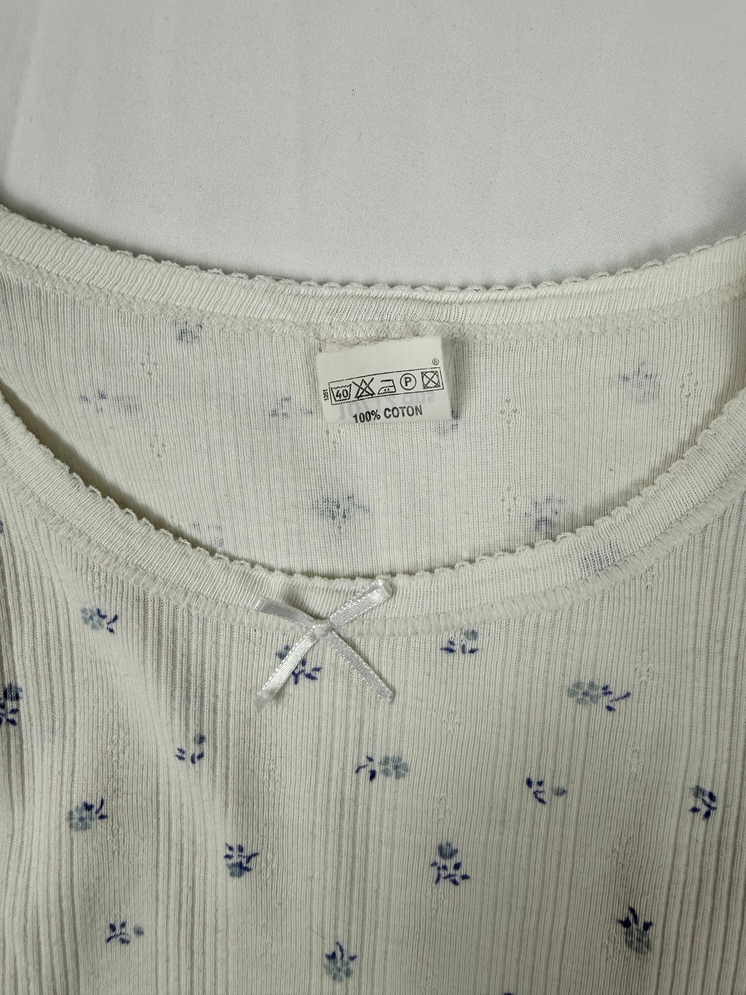 Pack of 2 white floral 100% cotton tee (XS/S)