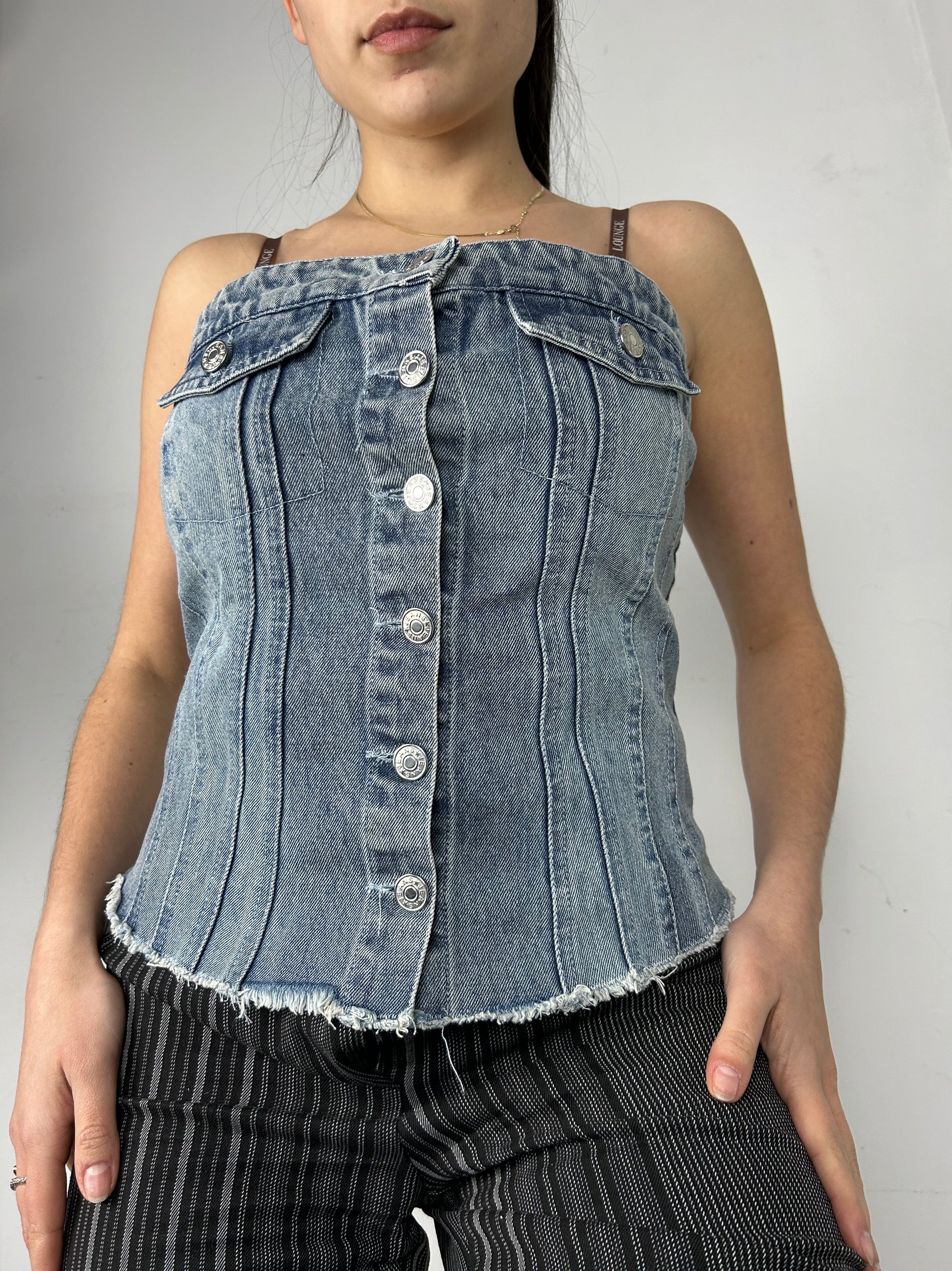 Blue denim corset tube top (M/L)