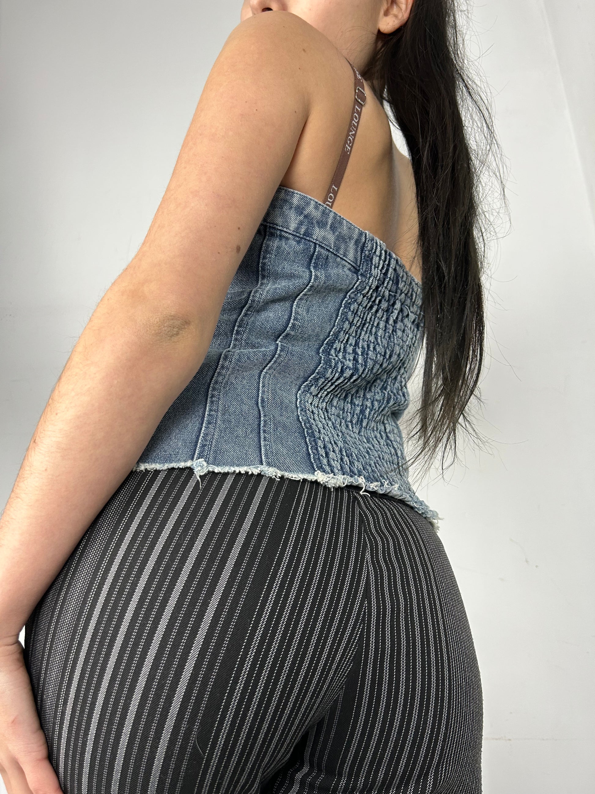 Blue denim corset tube top (M/L)