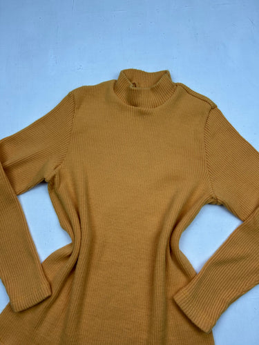 Yellow ribbed high neck super soft jumper (M)