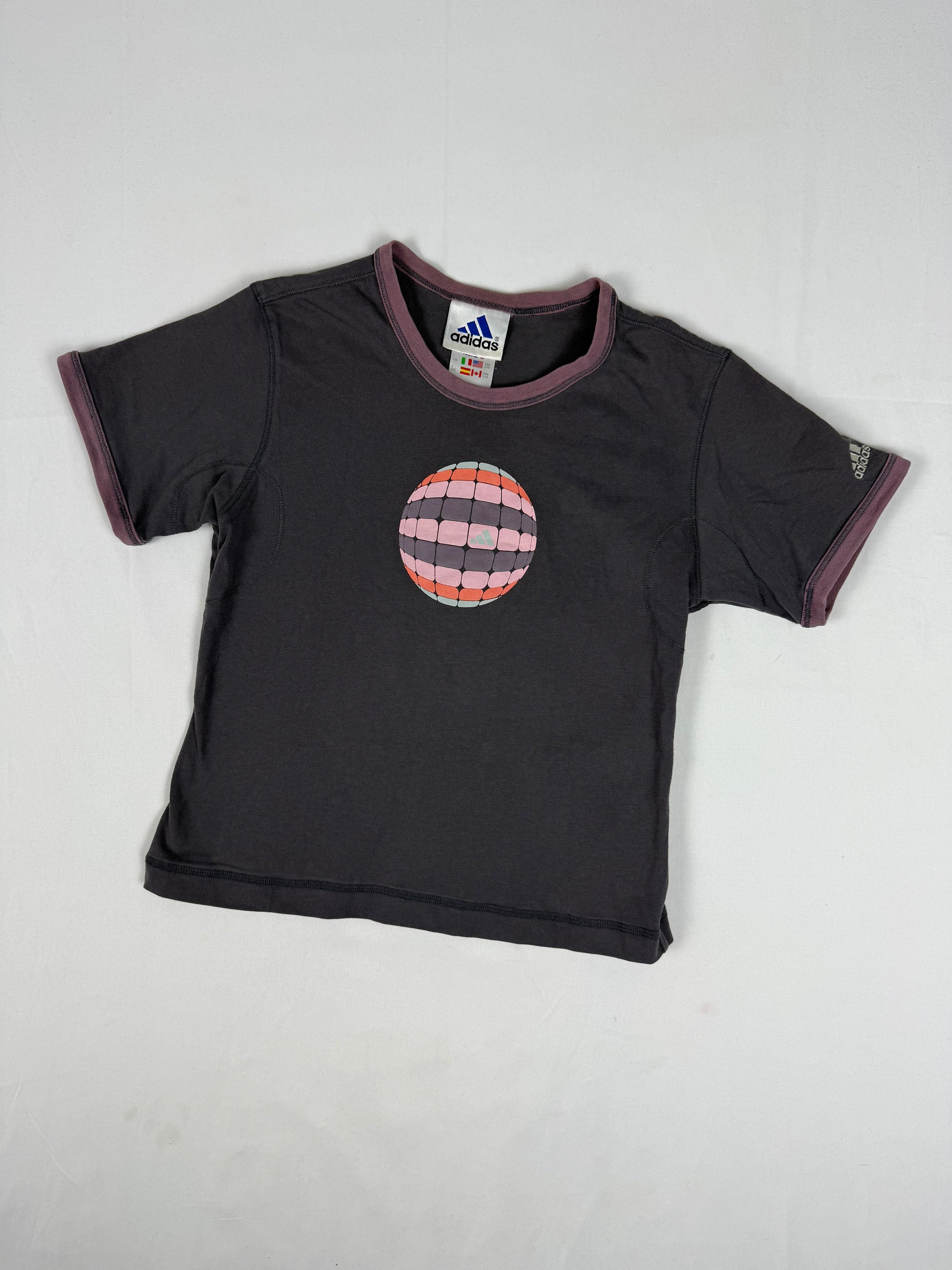 Purple & grey cotton logo activewear tee (S)
