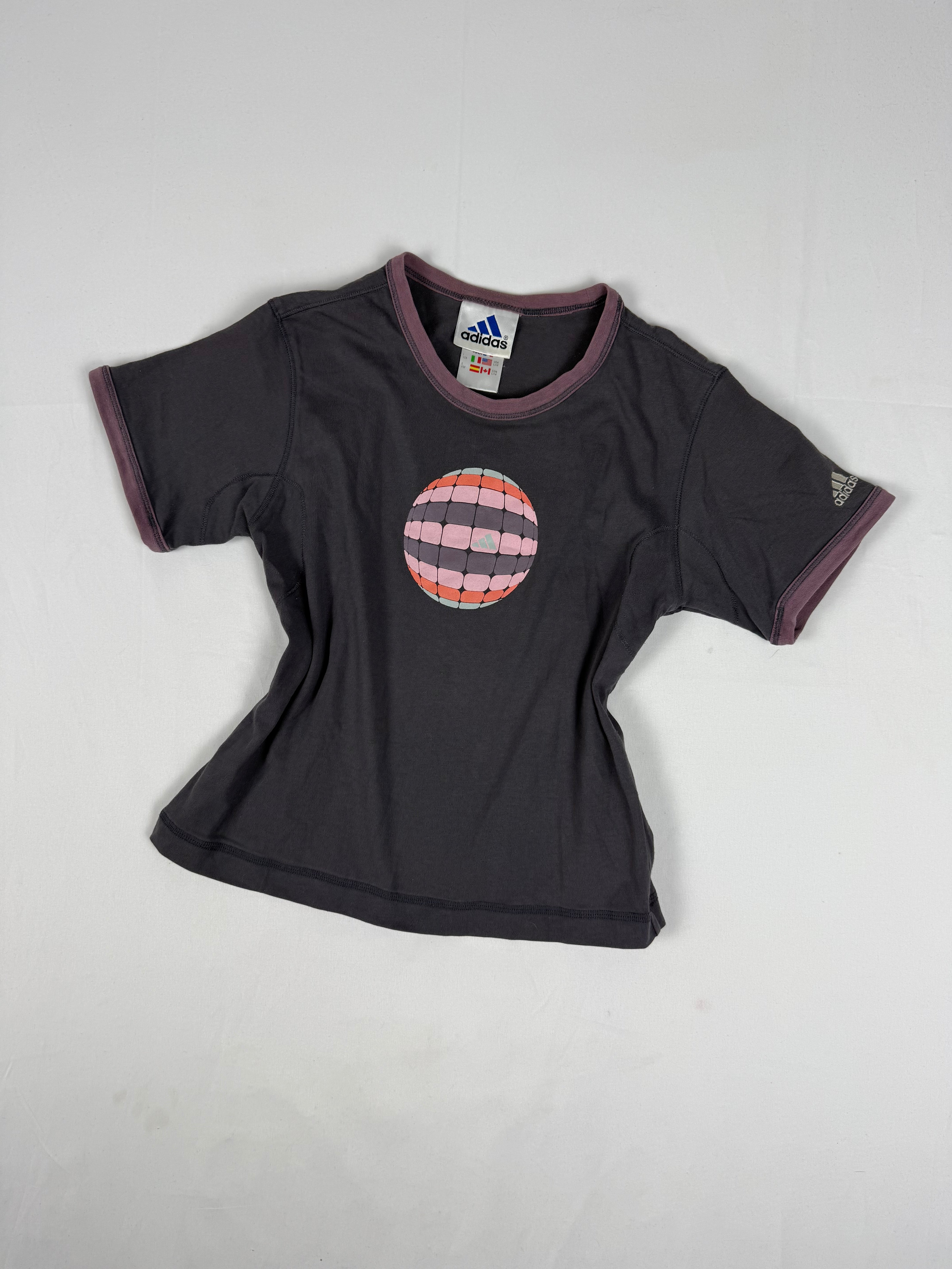 Purple & grey cotton logo activewear tee (S)
