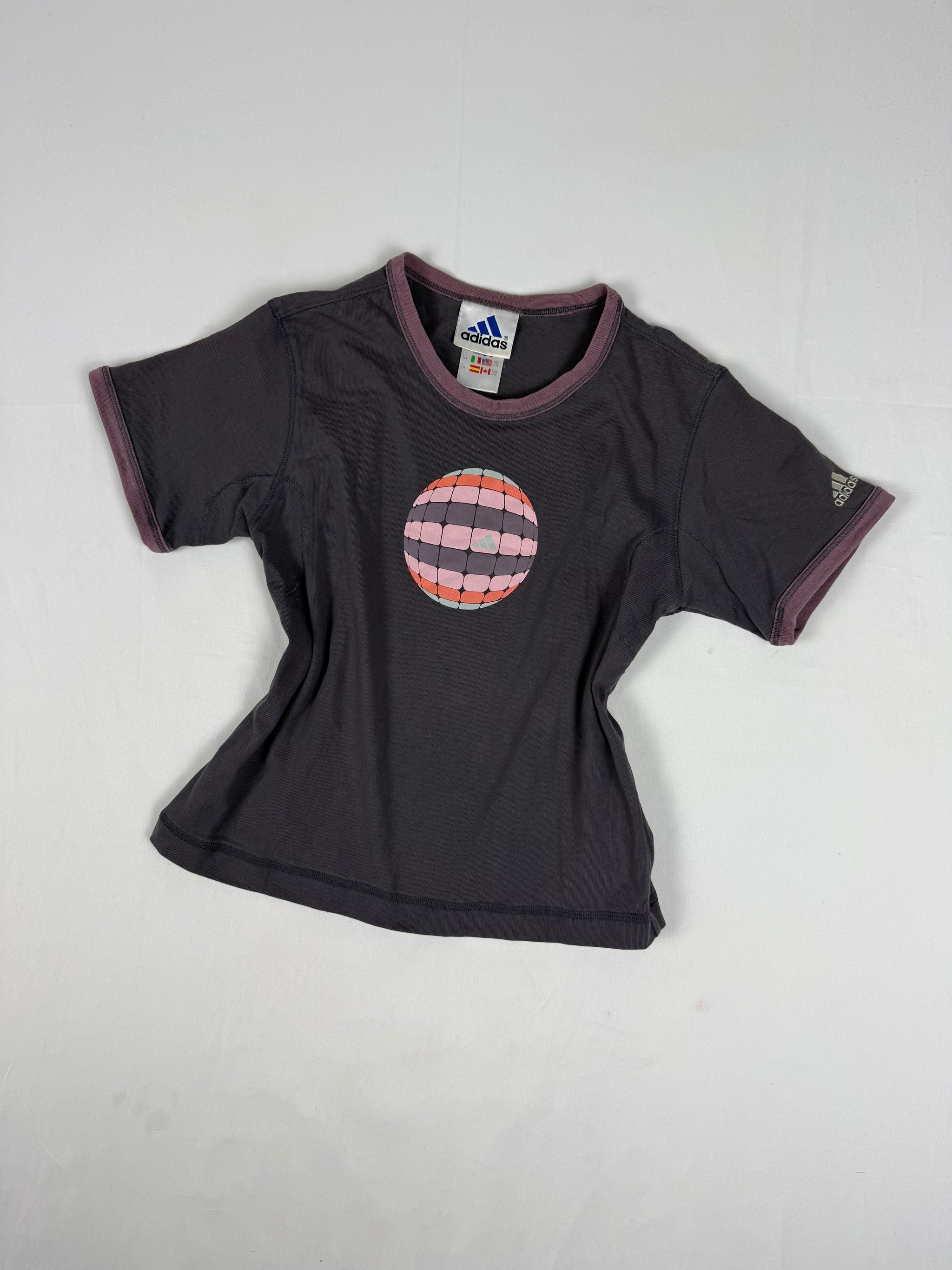 Purple & grey cotton logo activewear tee (S)