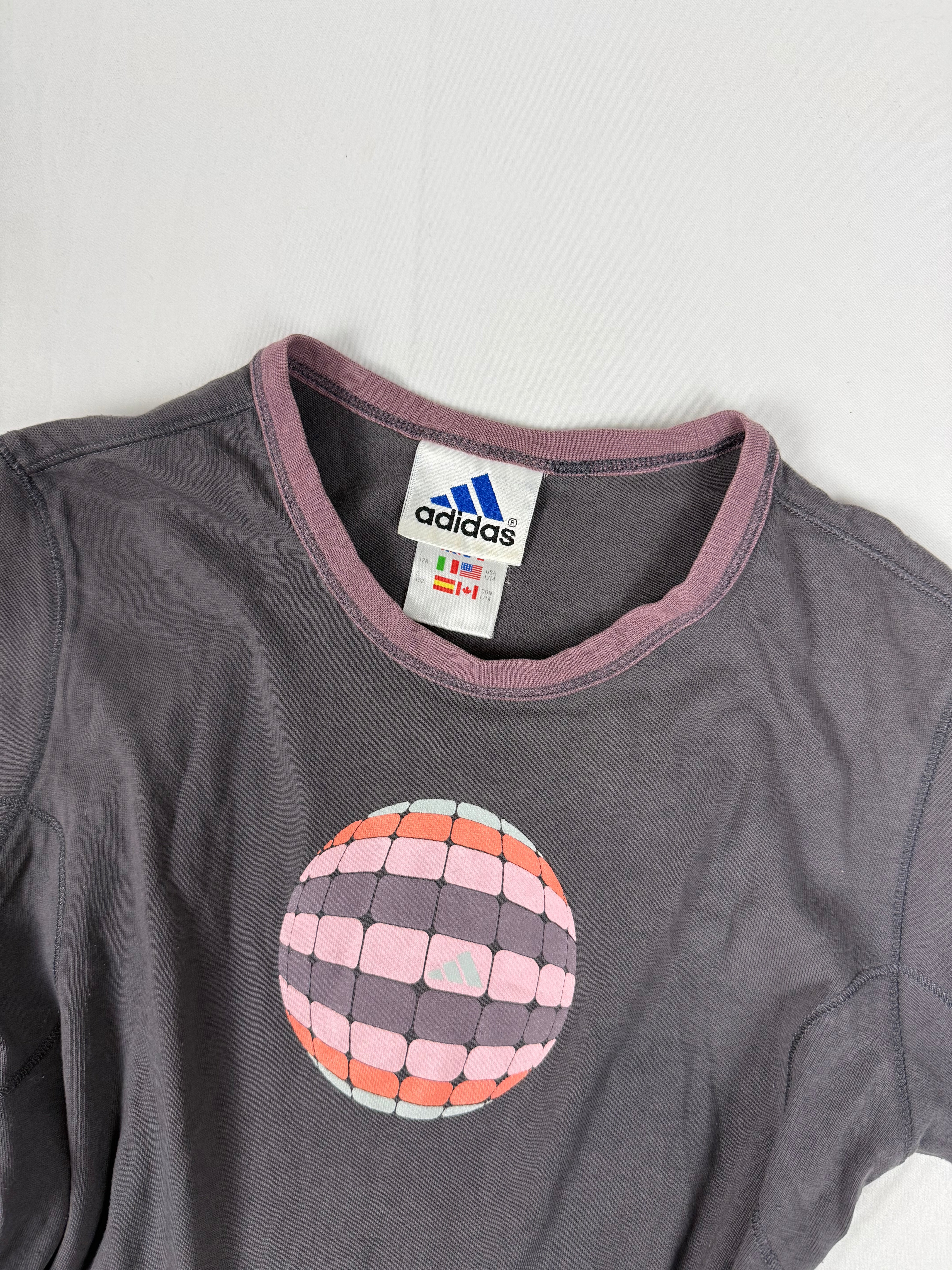 Purple & grey cotton logo activewear tee (S)