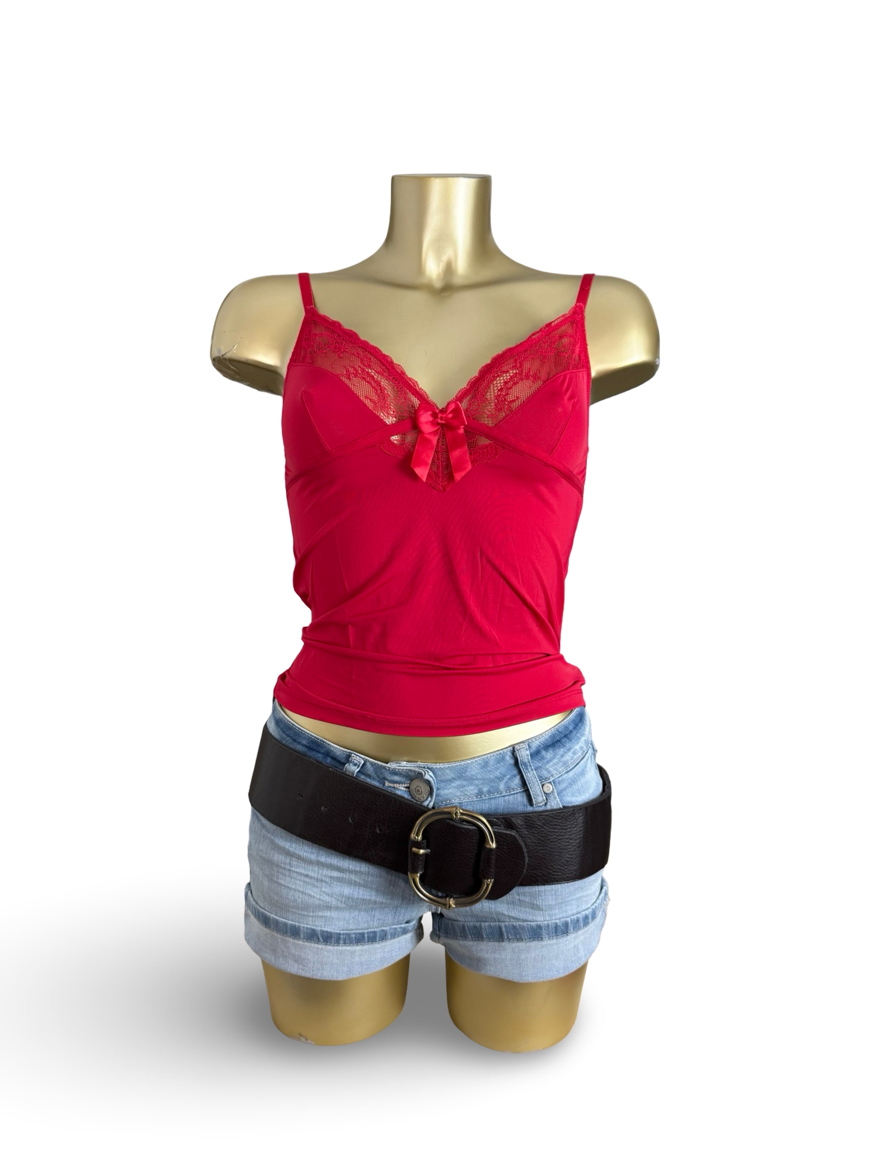 Red babydoll lycra cami top (M/L)