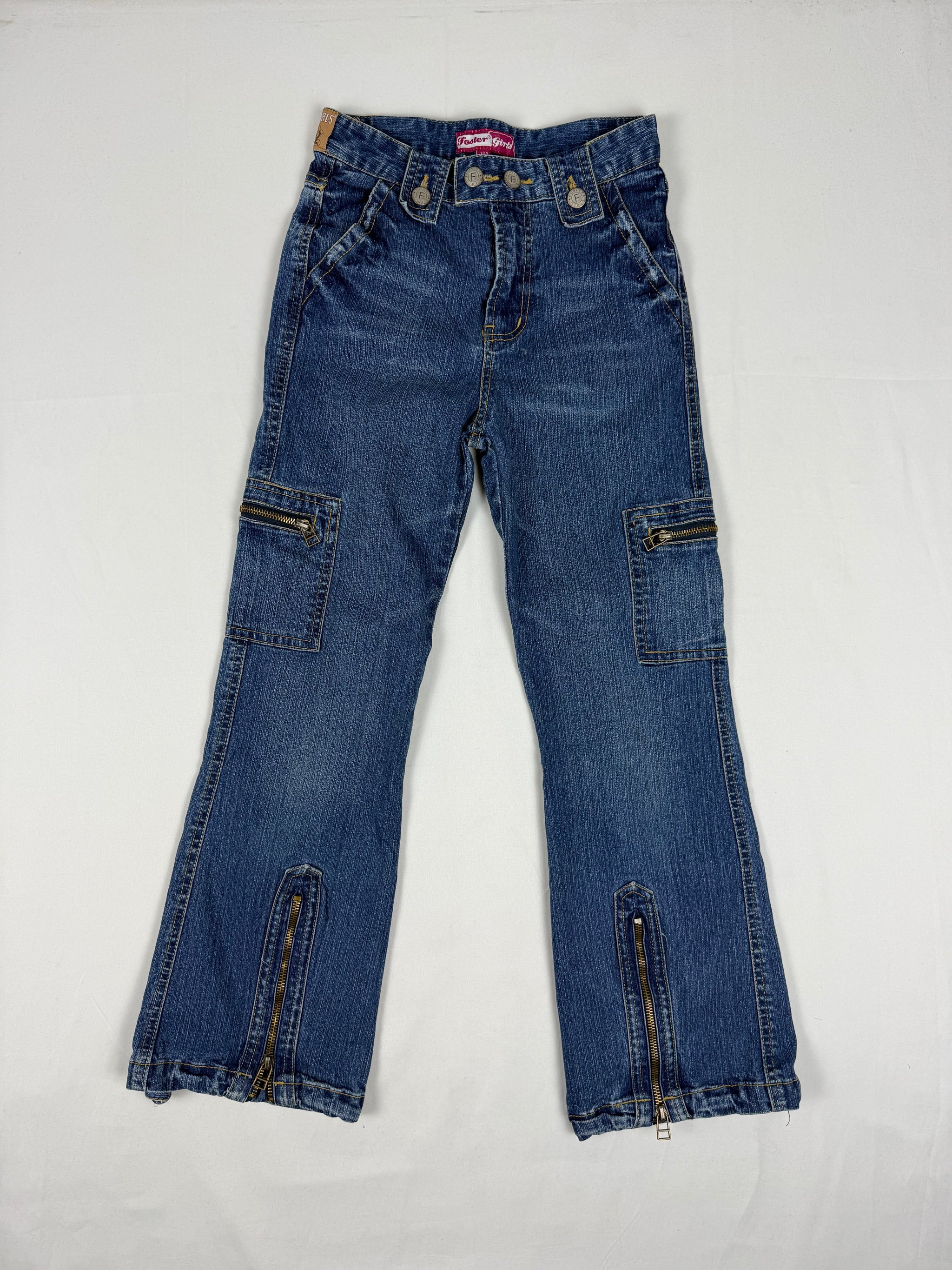 Blue denim low waist capri pants (XS)
