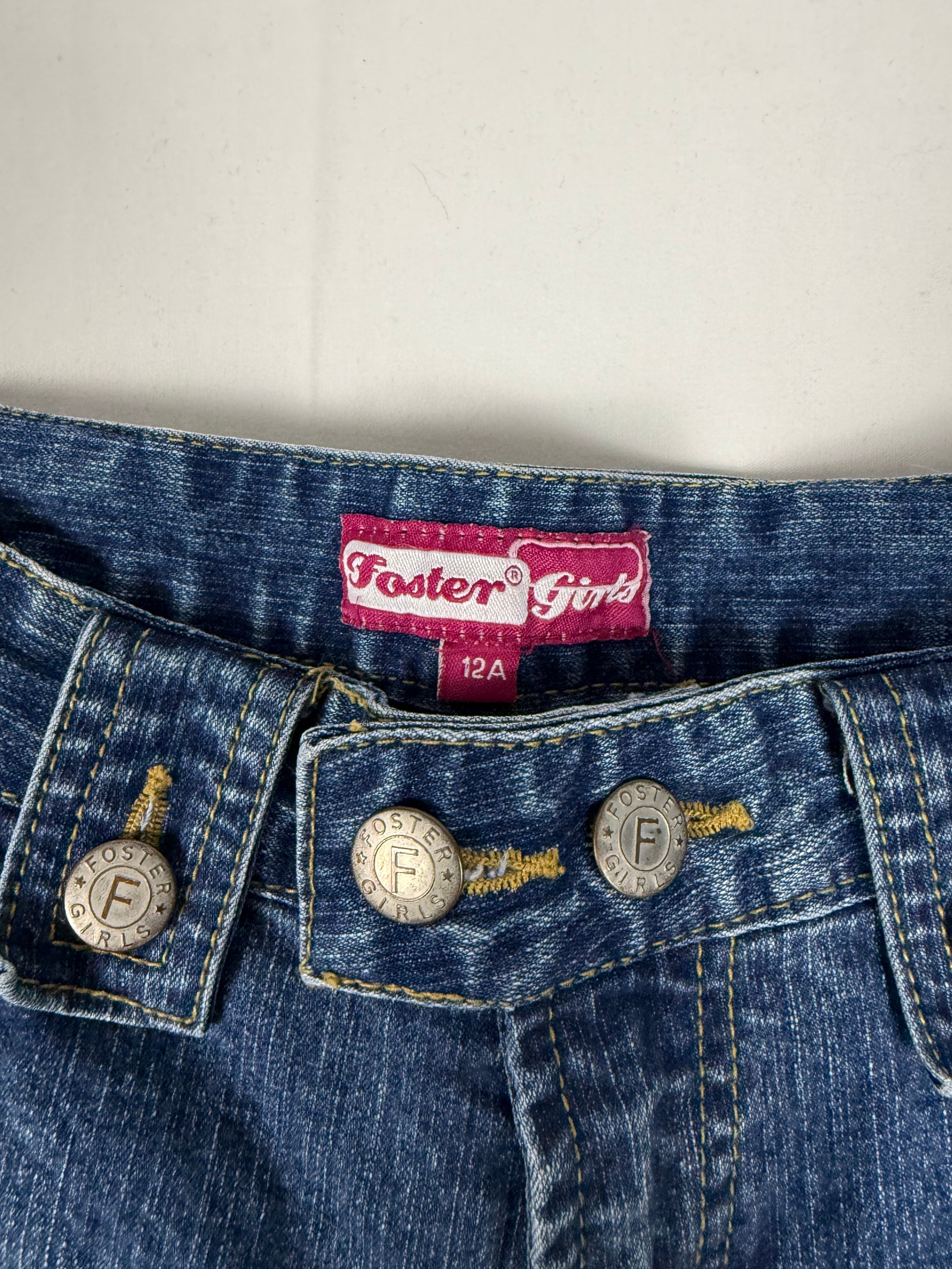 Blue denim low waist capri pants (XS)