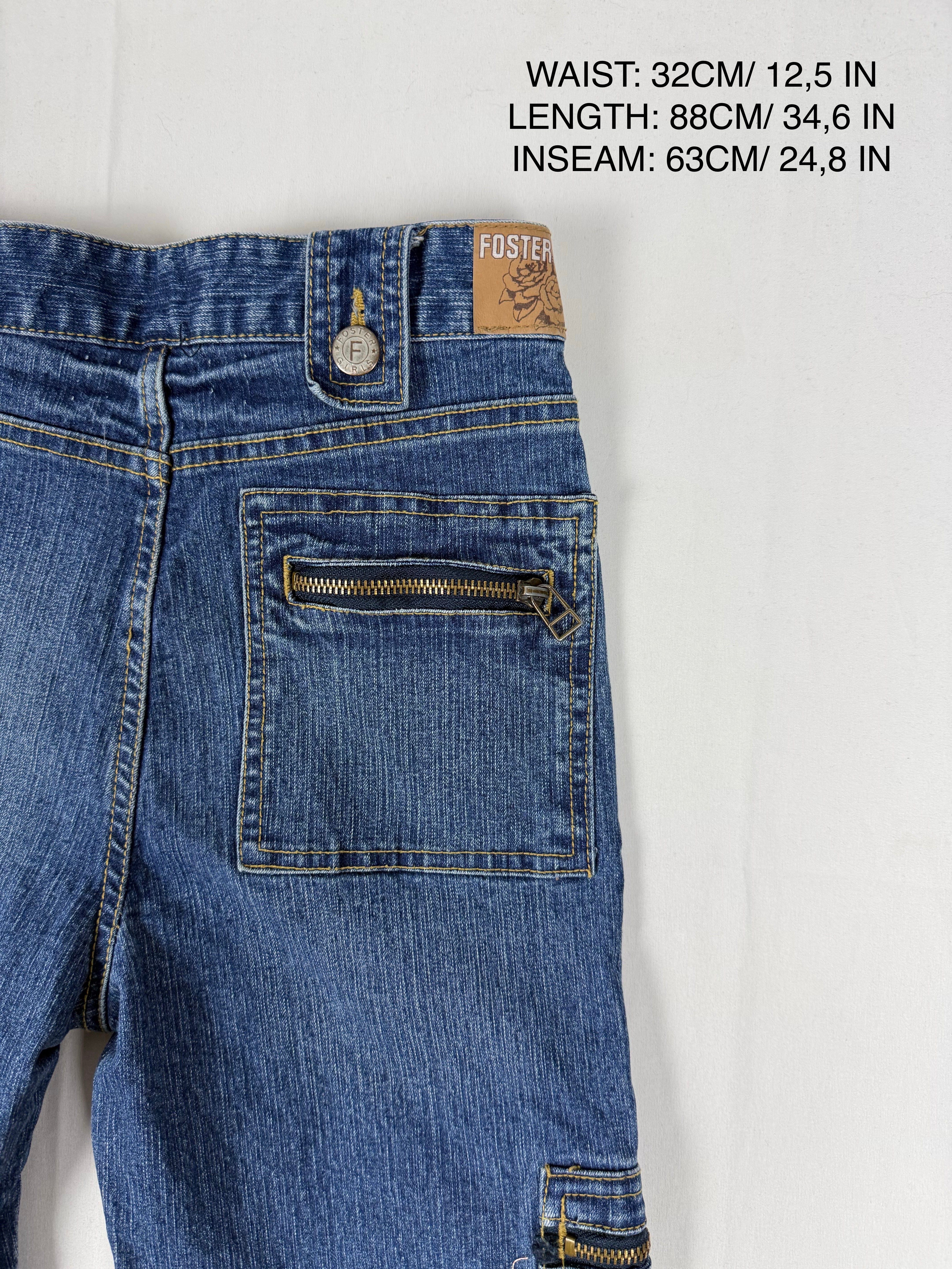 Blue denim low waist capri pants (XS)
