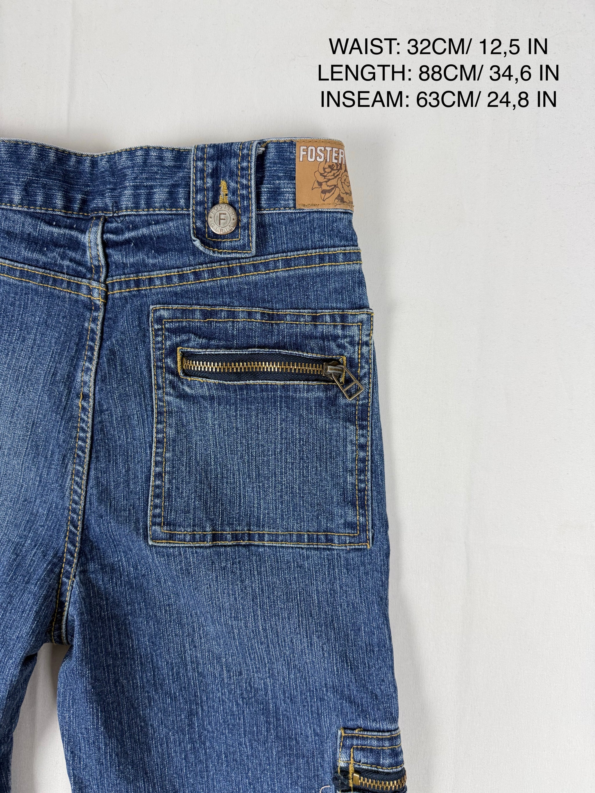 Blue denim low waist capri pants (XS)