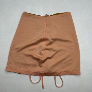 Beige reversible lace up satin effect mini skirt (S)