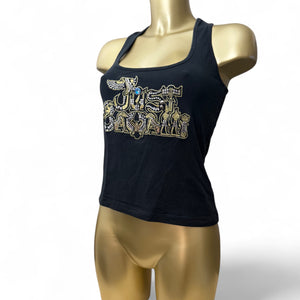 Black cotton embroidered logo tank top (S/M)