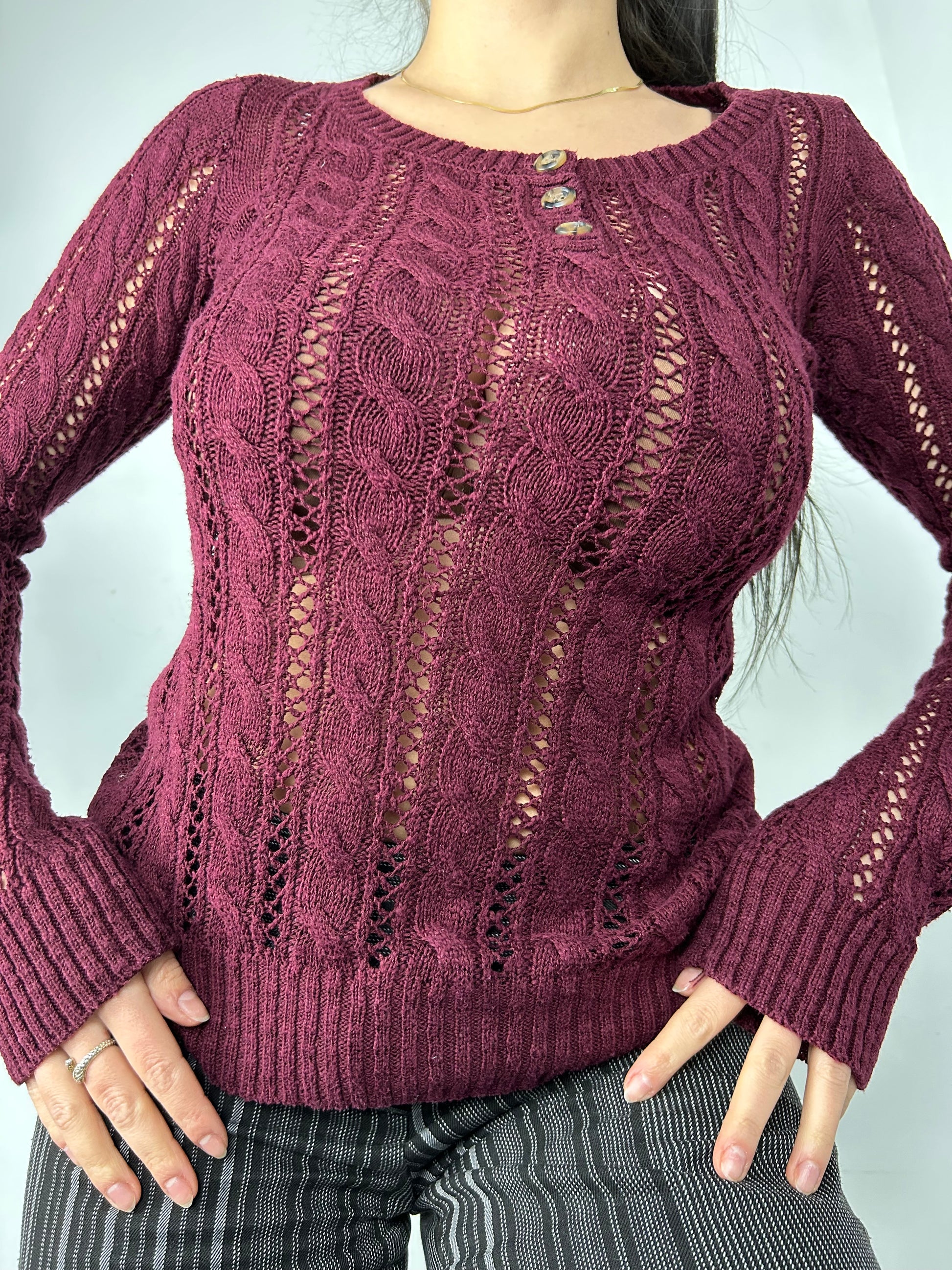 Mauve / purple crochet jumper (S/M)