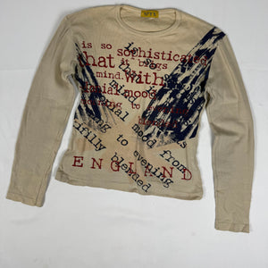 Beige graphic cotton long sleeves top (M/L)