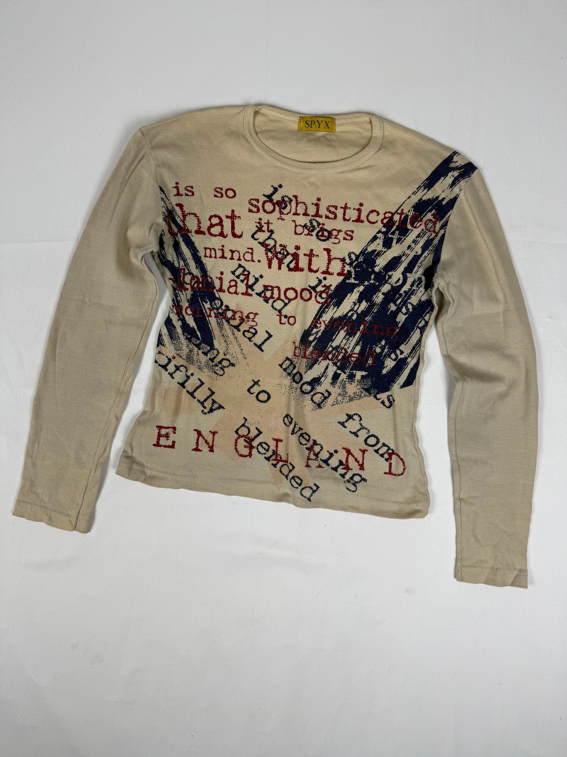 Beige graphic cotton long sleeves top (M/L)