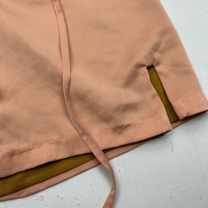 Beige reversible lace up satin effect mini skirt (S)