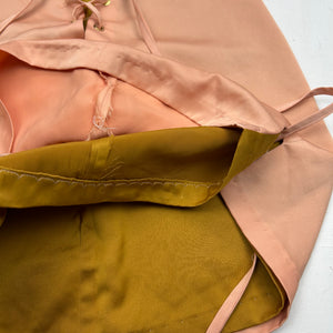 Beige reversible lace up satin effect mini skirt (S)