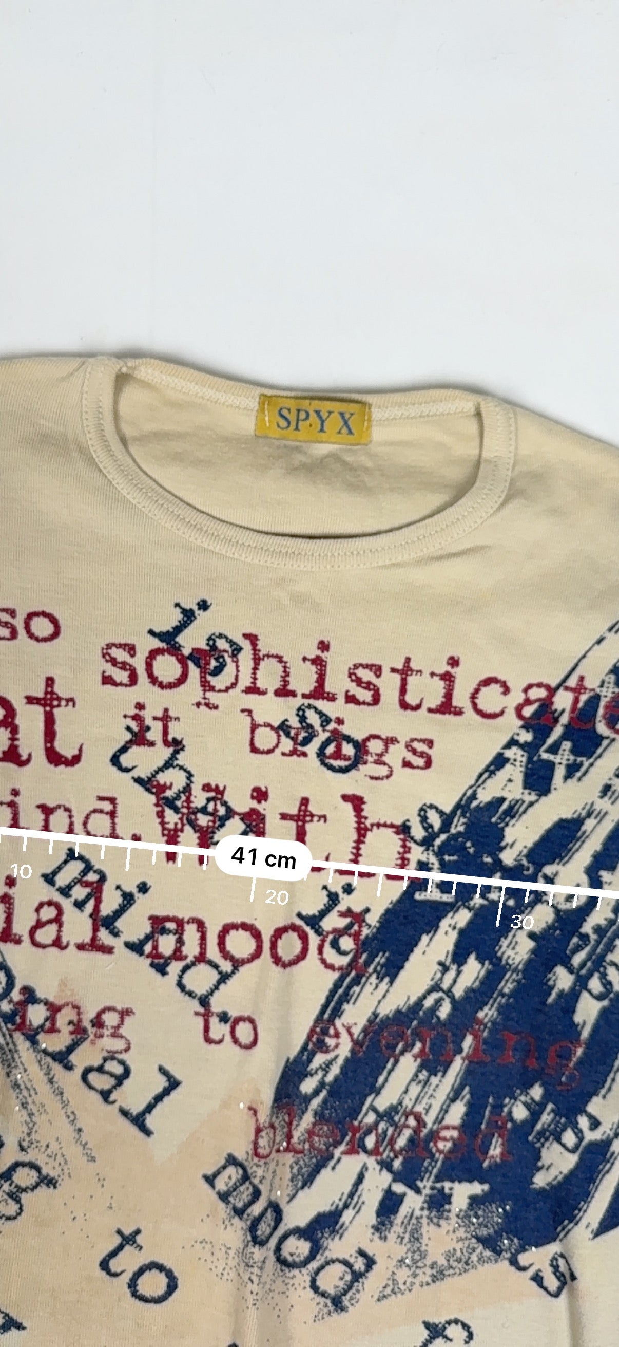 Beige graphic cotton long sleeves top (M/L)