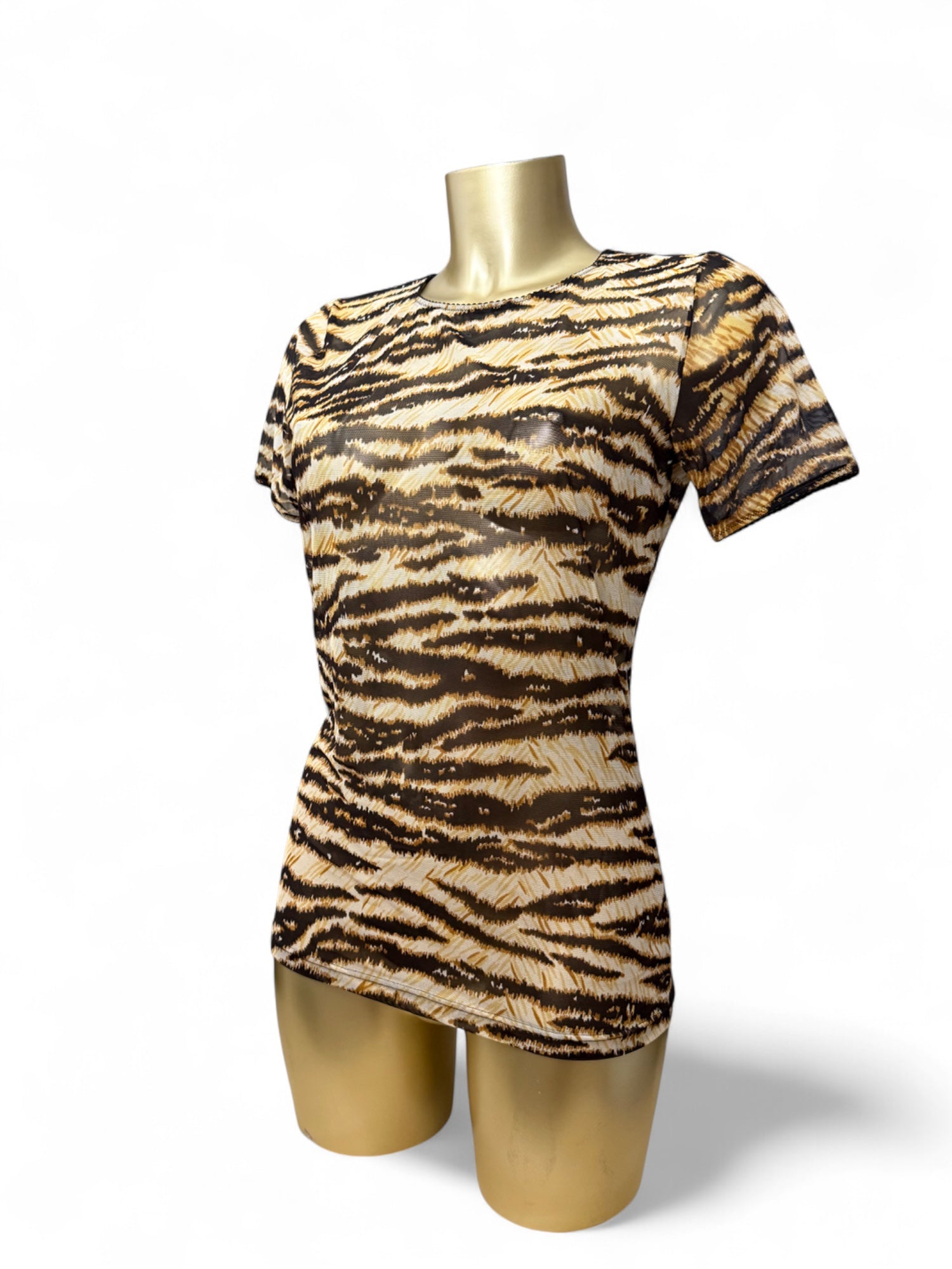 Zebra print mesh see trough tee (M)
