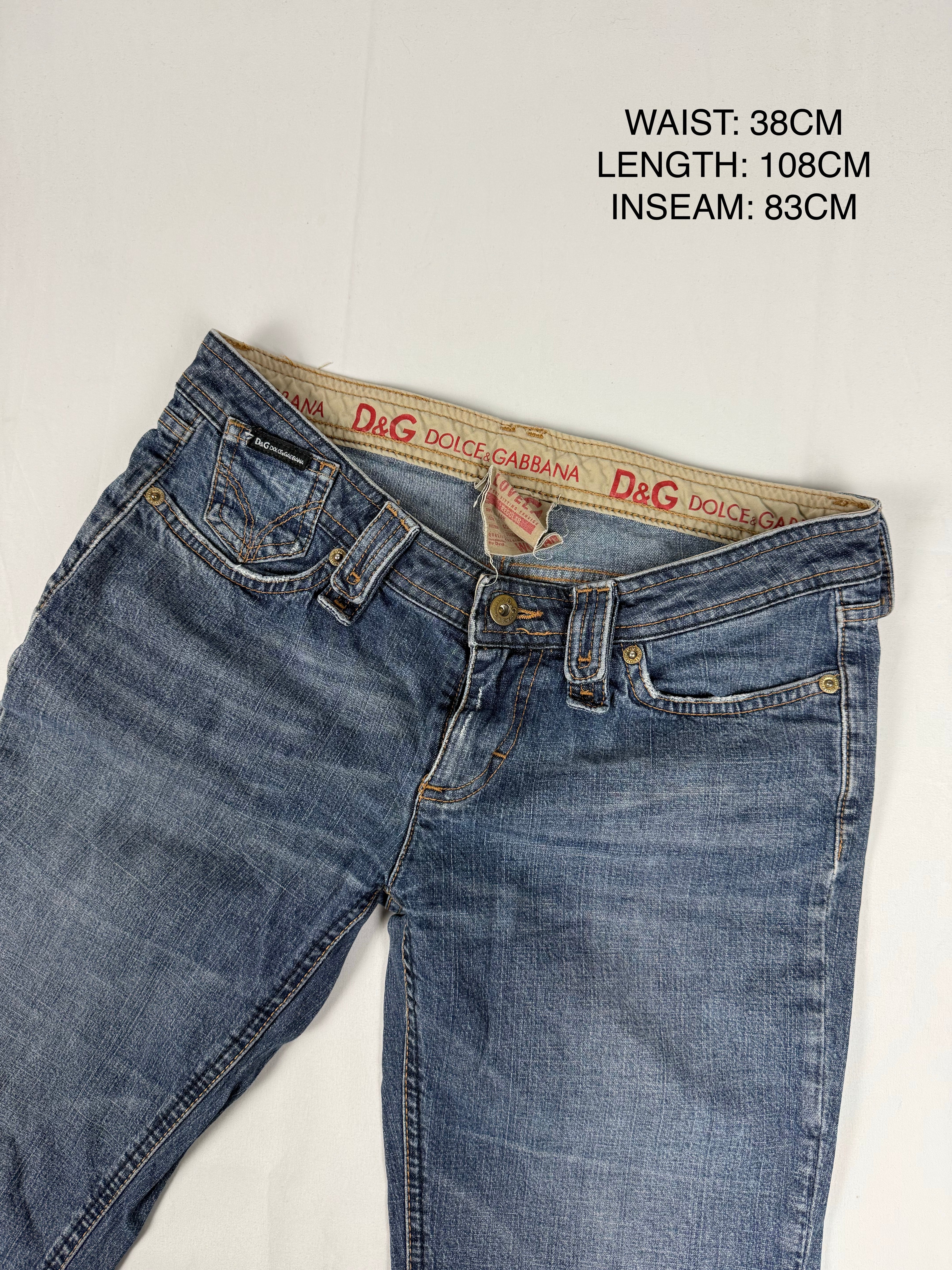 Blue denim low rise straight legs pants (S)
