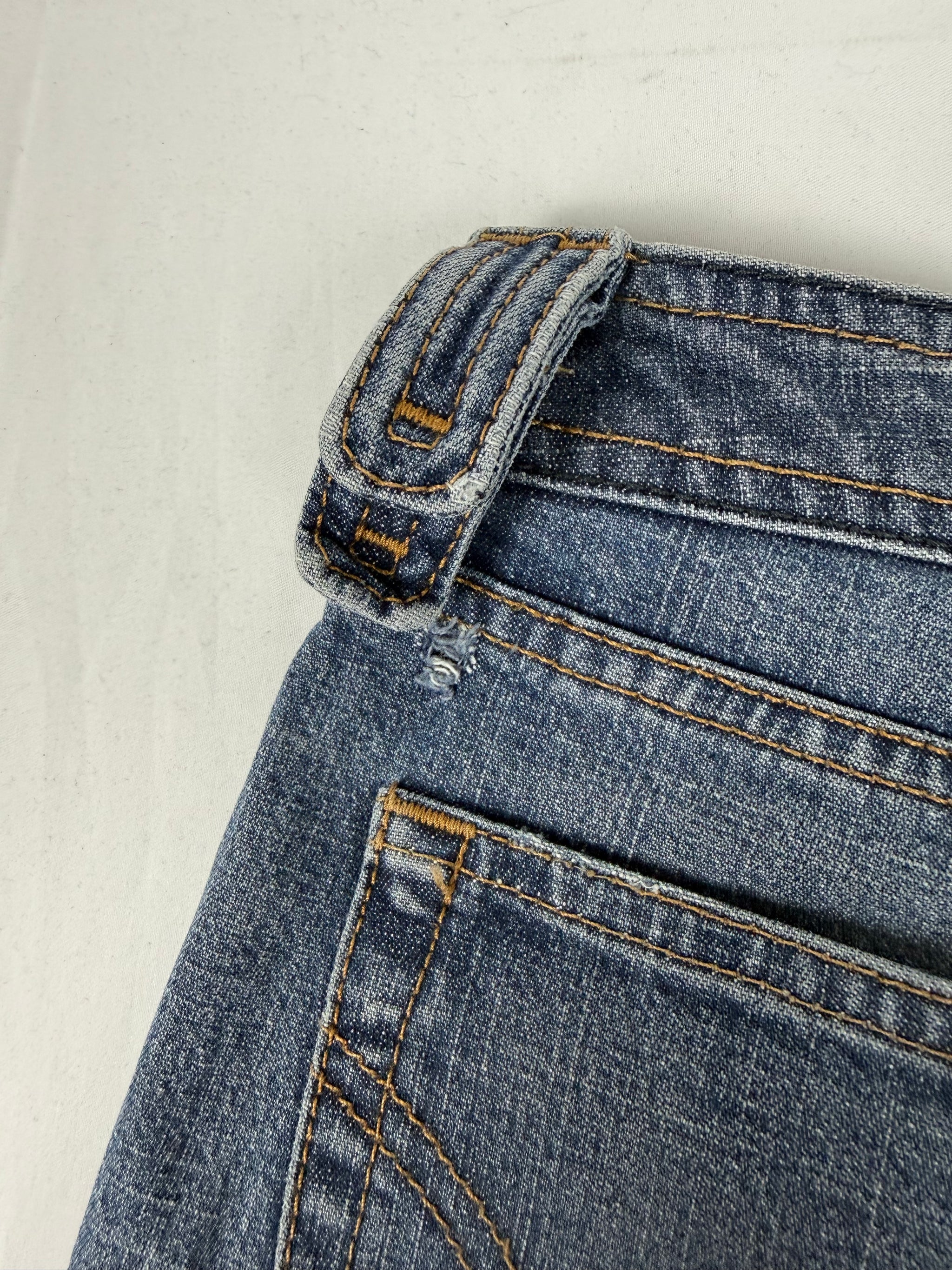 Blue denim low rise straight legs pants (S)