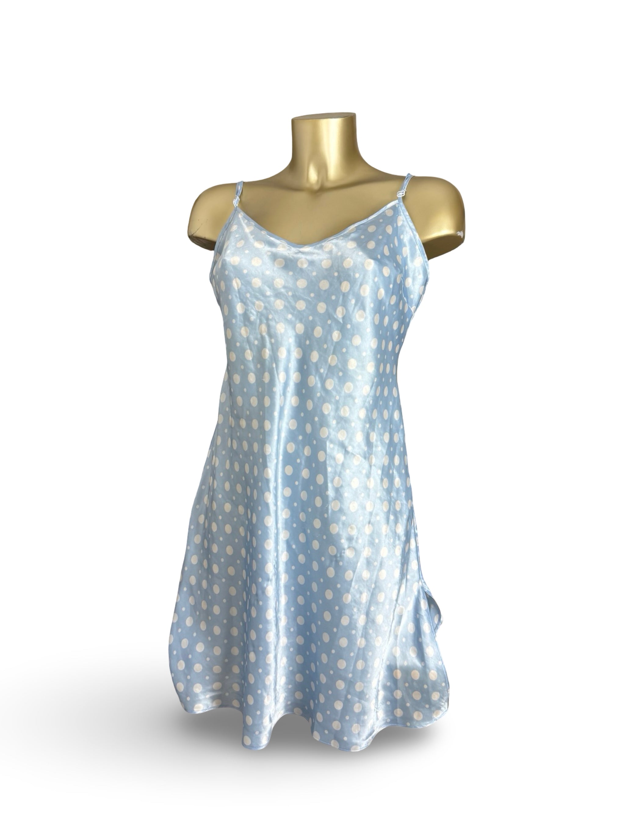 Baby blue silky polka babydoll dress (XXL)