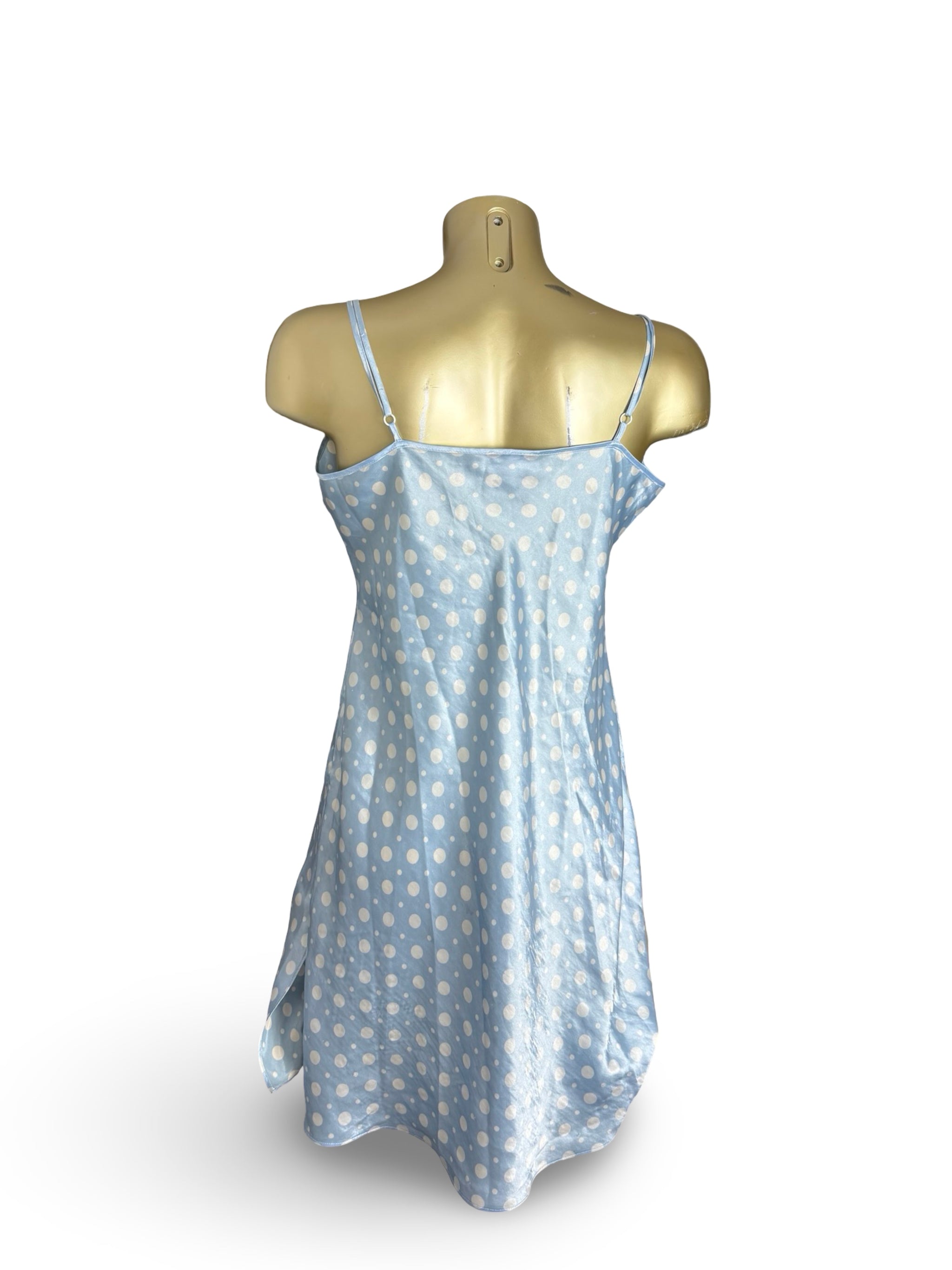 Baby blue silky polka babydoll dress (XXL)