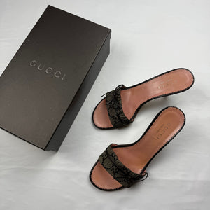 Brown monogram kitten heels mules (37.5)